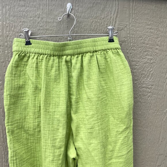Sundance Embroidered Pants Womens Small Cotton Green Pull-On Boho Pockets Summer - Picture 4 of 7